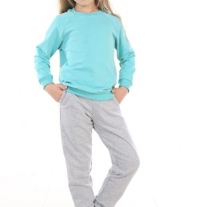Костюм спортивный детский брюки-свитшот бирюза-меланж